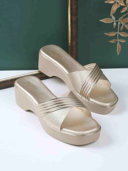 Metro - Women Gold Casual Platform Heels