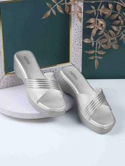 Metro - Women Silver Casual Platform Heels