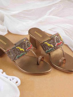 Mochi - Women Gold Wedding One Toe Heels