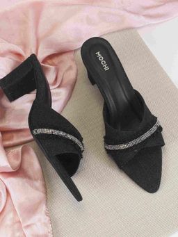 Mochi - Women Black Casual Block Heels