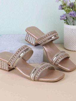 Mochi - Women Rose Gold Casual Block Heels