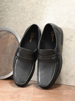 EGOSS - Comforts Genuine Leather Premium Casual Black Loafers for Men