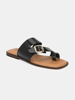 EGOSS - Sevilla Genuine Leather Buckled Black Formal Sandals for Men By Lafattio