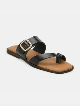 EGOSS - Sevilla Genuine Leather Buckled Black Formal Sandals for Men By Lafattio