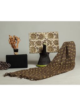 Meeranshi - Cream Ajrak Hand Block Print Cotton Unstitched Dress Material