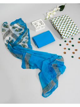 Meeranshi - White Hand Block Print Unstitched Dress Material