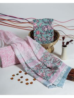 Meeranshi - Green Exclusive Hand Block Print Unstitched Dress Material