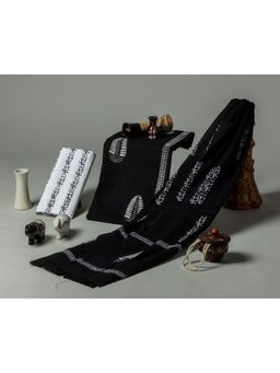 Meeranshi - Black Coloured Block Print Unstitched Dress Material