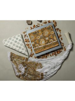 Meeranshi - Mustard Hand Block Print Unstitched Dress Material