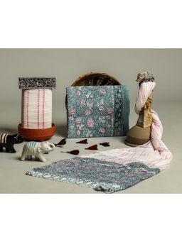 Meeranshi - Grey Hand Block Print Unstitched Dress Material