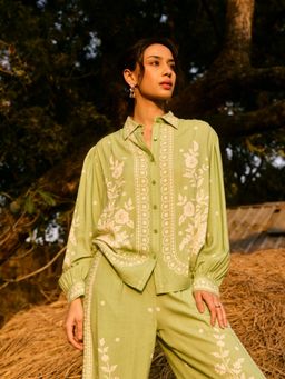 Style Island - Green Rachel Printed Shirt
