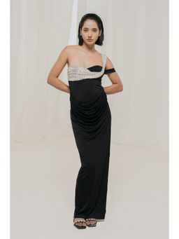 SOTBELLA - Black Embellished One-Shoulder Gown