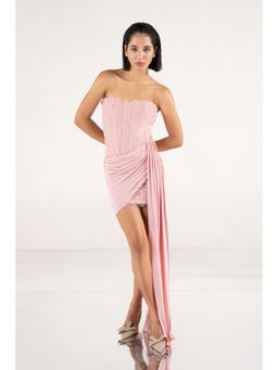SOTBELLA - Pink Draped Corset Mini Dress