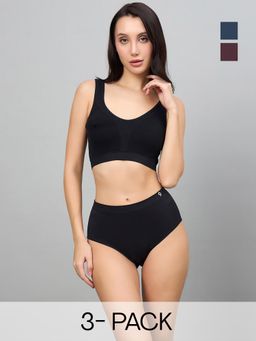 C9 Airwear - Multi-Color Solid Polyamide Regular Hipsters (Pack of 3)