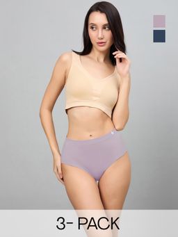 C9 Airwear - Multi-Color Solid Polyamide Regular Hipsters (Pack of 3)