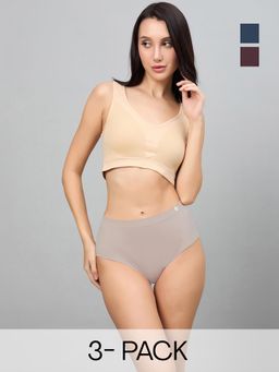 C9 Airwear - Multi-Color Solid Polyamide Regular Hipsters (Pack of 3)