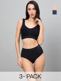 C9 Airwear - Multi-Color Solid Polyamide Regular Hipsters (Pack of 3)