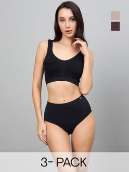 C9 Airwear - Multi-Color Solid Polyamide Regular Hipsters (Pack of 3)