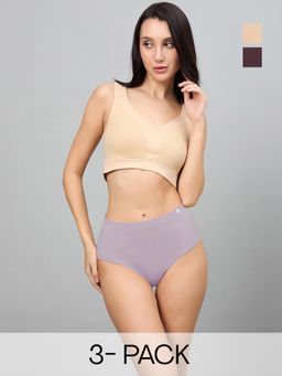 C9 Airwear - Multi-Color Solid Polyamide Regular Hipsters (Pack of 3)