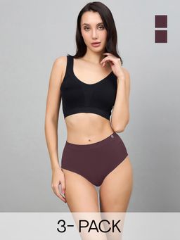 C9 Airwear - Maroon Solid Polyamide Regular Hipsters (Pack of 3)