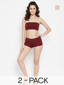 C9 Airwear - Multi-Color Solid Polyamide Regular Boy Shorts (Pack of 3)