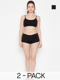 C9 Airwear - Black Solid Polyamide Regular Boy Shorts (Pack of 3)