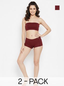 C9 Airwear - Burgundy Solid Polyamide Regular Boy Shorts (Pack of 3)