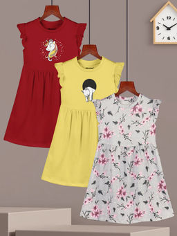 HELLCAT - Multi-Colour Printed Casual Dress (Pack Of 3)