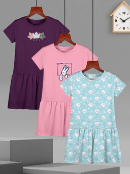 HELLCAT - Printed Multi-Colour Dress (Pack Of 3)