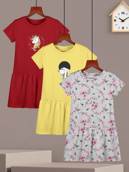 HELLCAT - Printed Casual Dress (Pack Of 3)