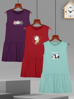 HELLCAT - Multi-Colour Sleeveless Casual Dress (Pack Of 3)