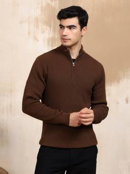 Kvetoo - Men High Neck Cotton Knitted Winter Pullover Sweater