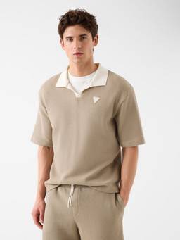 Guess - Relaxed Fit Johny Collar Textured T-Shirt