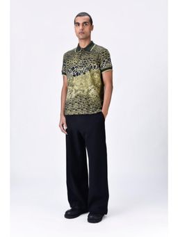 Genes Lecoanet Hemant - Cotton Pique Polo T-Shirt With Microcell Print And Contrast Collar - Clay Green