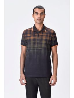 Genes Lecoanet Hemant - Chocolate Brown Dotted Check Polo T-Shirt