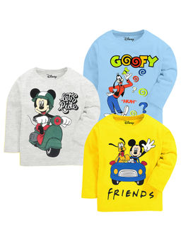 Kuchipoo - Disney Boys Regular Fit Full Sleeves Cotton T-Shirts (Pack of 3)