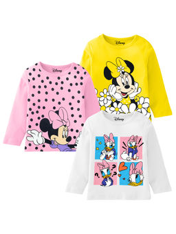 Kuchipoo - Disney Girls Regular Fit Full Sleeves Cotton T-Shirts (Pack of 3)