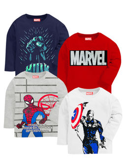 Kuchipoo - Marvel Boys Regular Fit Full Sleeves Cotton T-Shirts (Pack of 4)