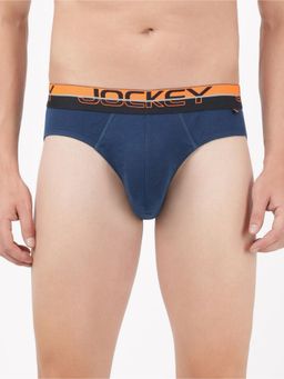 Jockey - FP02 Mens Super Cotton Rib Solid Brief with Ultrasoft Waistband-Blue