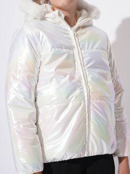 VERO MODA - White Solid Regular Puffer Jacket