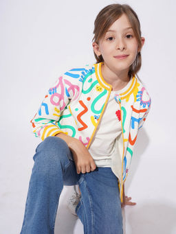 VERO MODA - White Girls Abstract Print Relaxed Sweatshirt