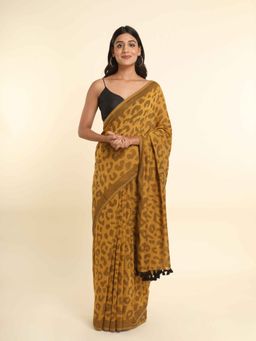 Suta - Mustard Printed Cotton Blend Saree
