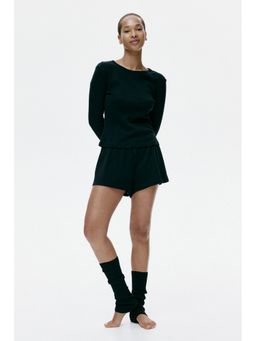 H&M - Women Black Pointelle jersey Top and Shorts