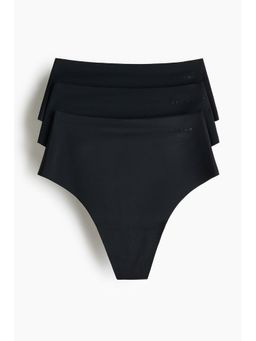 H&M - Women Black 3-pack high-waist thong briefs with DryMove