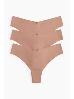 H&M - Women Beige 3-pack microfibre Brazilian briefs