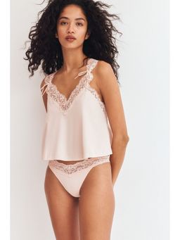 H&M - Women Pink 3-pack microfibre and lace thong briefs