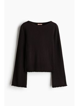 H&M - Women Brown Rib-knit linen-blend top