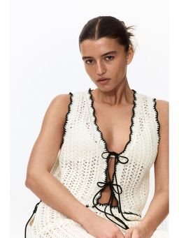 H&M - Women White Crochet-look beach top