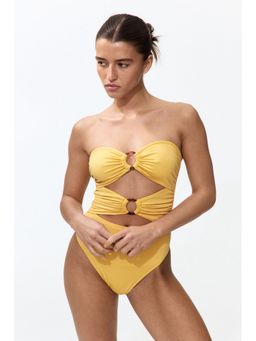 H&M - Women Yellow Padded-cup bandeau swimsuit