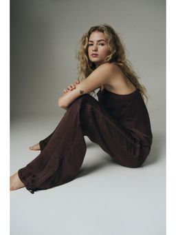 H&M - Women Brown Viscose satin trousers